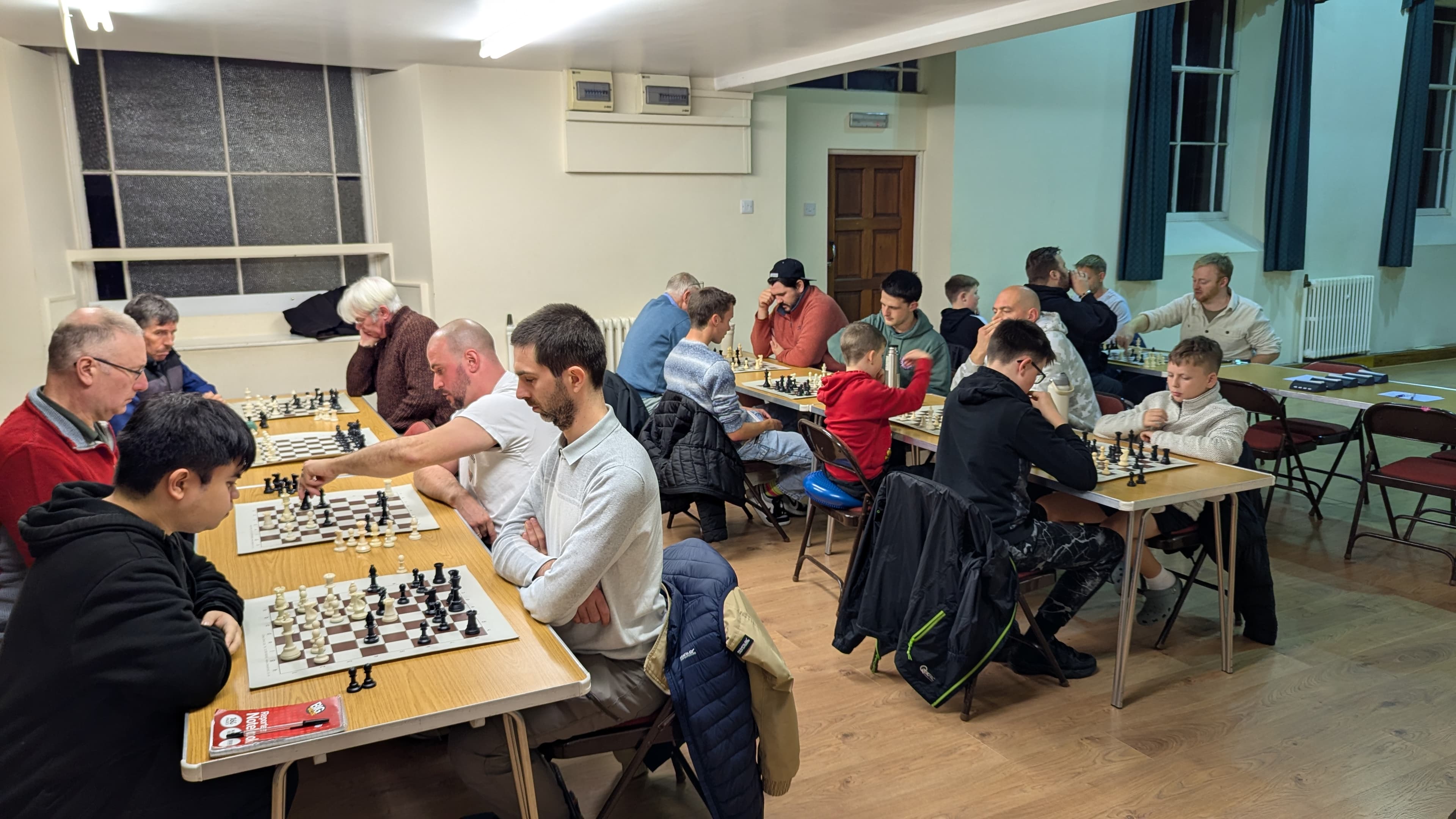 Chess game in progress at the club